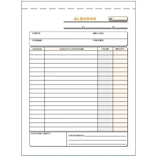 Loan Talonario Albaranes Cuarto Natural Duplicado Autocopia