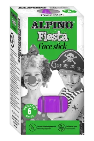 Alpino Fiesta Face Stick Pack de 6 Barritas de Pintura Facial Color Violeta