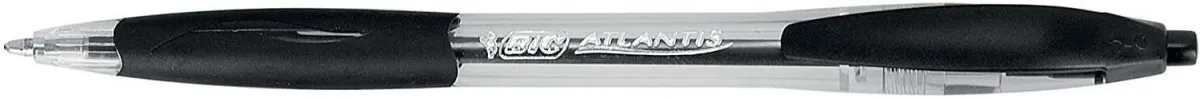 Bic Atlantis Classic Boligrafo Retractil - Punta De 1Mm - Cuerpo Transparente Con Grip - Color Negro
