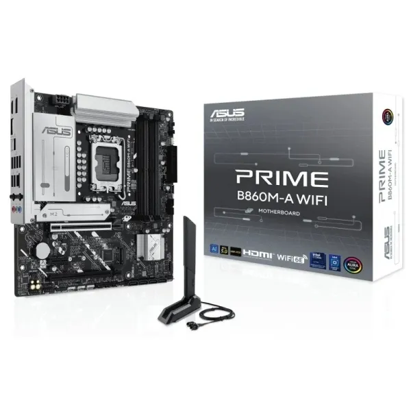Asus Prime B860M-A Wifi Placa Base Lga 1851 - Wifi, Bluetooth, 4X Ddr5, 2X M2, 4X Sata Iii, Pcie 4.0, 5.0, Usb 2.0, 3.2, Rj-45, Hdmi, Displayport - Factor De Forma Microatx