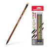 ErichKrause Pack de 4 Lápices de Grafito Triangular HB con Goma de Borrar