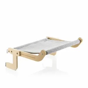 InnovaGoods Hamacat Hamaca Colgante para Gatos, Tela Transpirable, Soporta 20kg, 45.5x21x37.5cm, Gris y Beige