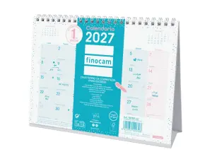 Finocam Calendario de Sobremesa Anual 2027 Mes Vista Formato S 210x150mm Turquesa