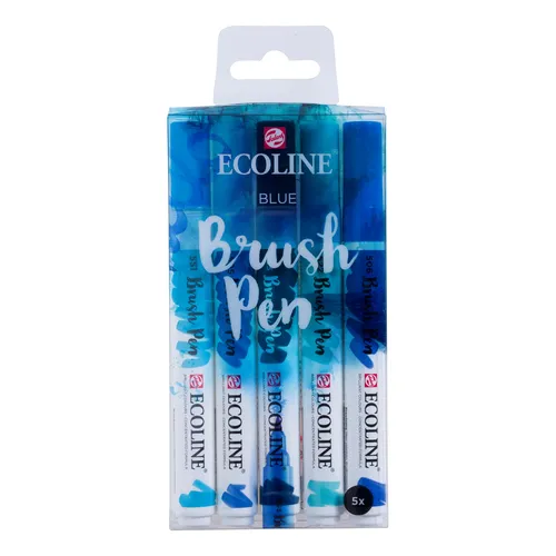 Talens Ecoline Rotuladores Brush Pen Punta Pincel Azul Estuche 5 Ud