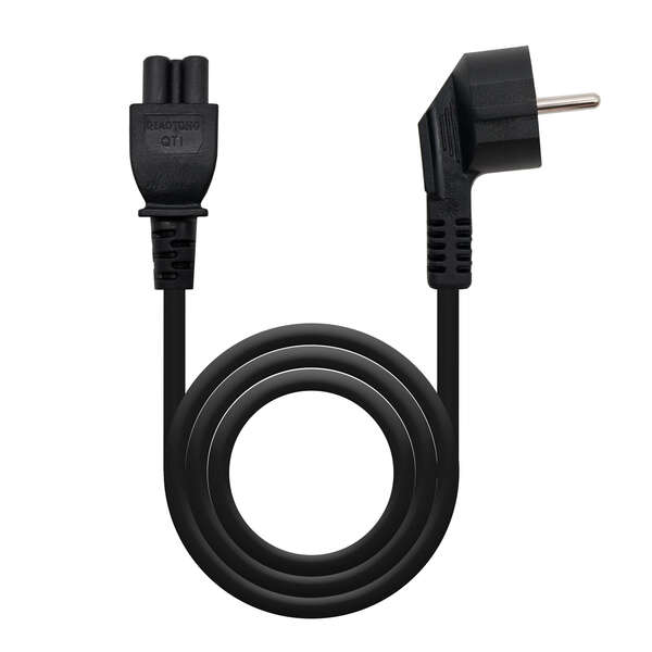 Nanocable Cable De Alimentacion Cee7 Acodado Macho A M-C5 Hembra Trebol 1.50M - Color Negro