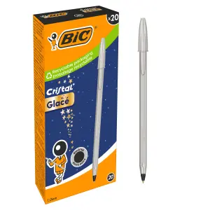 Bic Cristal Glace Bolígrafo de Bola Plata Mate 1mm Punta Redonda Tinta Negra
