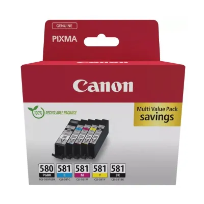 Canon Pack de 5 Cartuchos de Tinta Original PGI580/CLI581
