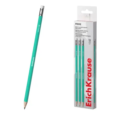 ErichKrause Lápiz de Grafito HB 2.2mm con Goma de Borrar y Cuerpo Hexagonal Turquesa