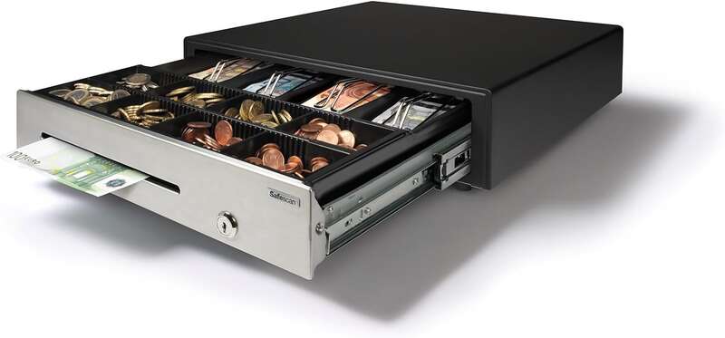 Safescan Hd-4141S Cajon Portamonedas - 8 Compartimentos Para Monedas Y 4 Para Billetes - Hasta 2 Millones De Aperturas