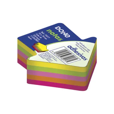 Dohe Cubo de 250 Notas Reposicionables Flecha 70x70mm Papel 75gr Colores Neón