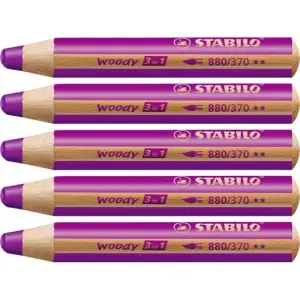 Stabilo Lápices De Colores Woody 3 En 1 Lila Estuche 5 Unidades