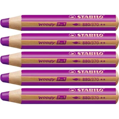 Stabilo Lápices De Colores Woody 3 En 1 Lila Estuche 5 Unidades
