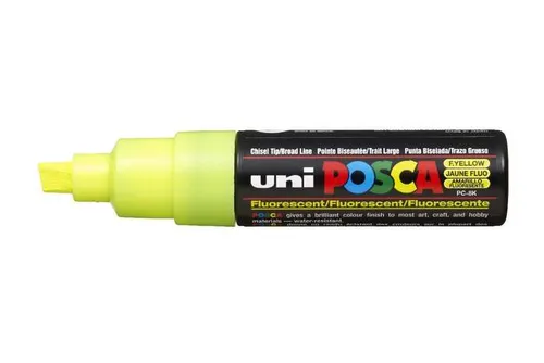 Posca Marcador PC-8K Punta Biselada 8.0mm Amarillo Flúor No Permanente