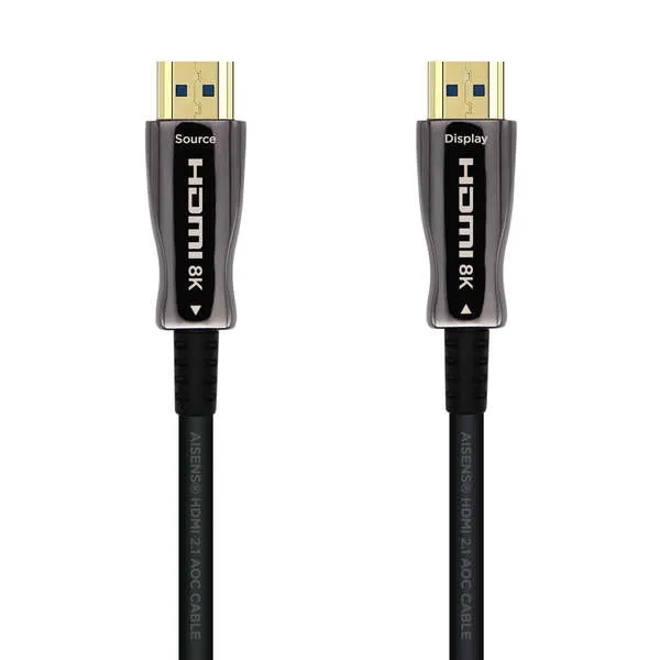 AISENS Cable HDMI V2.1 AOC Ultra Alta Velocidad 8K@60Hz 4K@120Hz 48Gbps 20m Negro