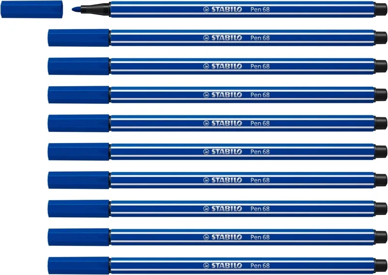 Stabilo Pen 68 Rotulador Punta de Fibra 1mm Tinta Base Agua Color Azul Marino
