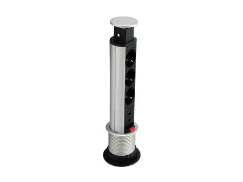 Regleta Equip Pop-Up Para Mesa 3 Tomas + 2 Puertos Usb Con Interruptor Aluminio Diametro 60Mm