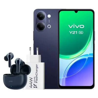 VIVO Y21 5G 4GB (+4) 256GB Negro con Cargador y Auriculares