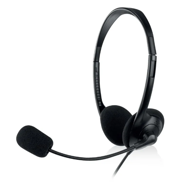 Ewent Auriculares Estéreo con Micrófono Integrado, 2x Jack 3.5mm, Cable 2.1m, Negro