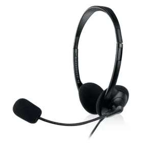 Ewent Auriculares Estéreo con Micrófono Integrado, 2x Jack 3.5mm, Cable 2.1m, Negro