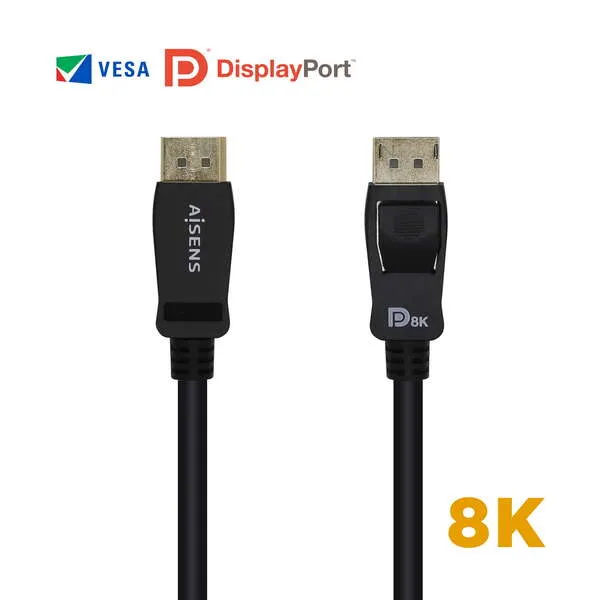 Aisens Cable Displayport Certificado V1.4 8K@60Hz - Dp/M-Dp/M - 1.0M - Color Negro