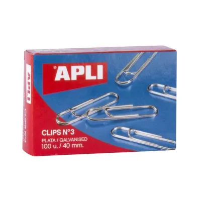 Apli Pack de 100 Clips Galvanizados Nº3 40 mm