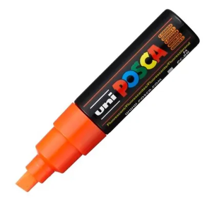 Posca Marcador  Pc-8K No Permanente Punta Biselada 8.0Mm Naranja Fluor