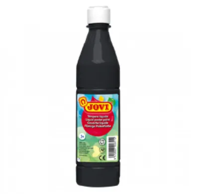 Jovi Tempera Paint 500ml - Base Agua, Alto Poder Cubriente, Secado Rápido, Color Negro