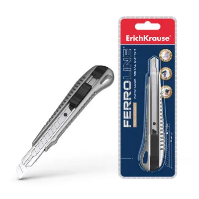 ErichKrause Cutter Metálico con Fijador Automático y Partidor Incorporado - Negro