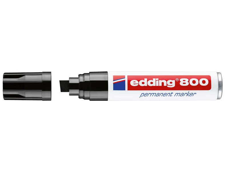 Edding 800 Rotulador Permanente Negro - Punta Biselada - Trazo 4-12 mm - Recargable