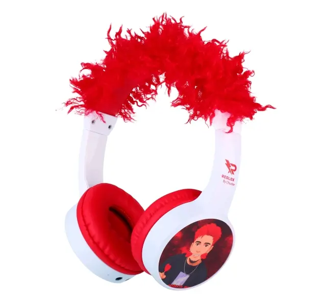 Redlox Auriculares Bluetooth 5.3 con Altavoz de 30mm, Batería de 200mAh, Autonomía de 24h, Color Blanco y Rojo