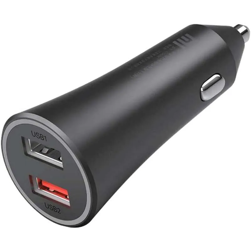 Xiaomi Mi 37W Cargador de Auto Dual-Port Negro con Encendedor de Cigarrillos