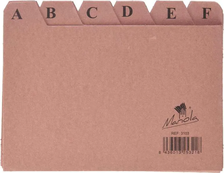 Mariola Indice A-Z Nº3 Para Fichero - Medidas 150X100Mm - Color Marron