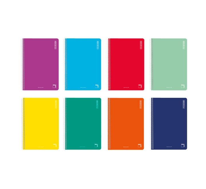 Pacsa Cuaderno Basic 80H 12º 60Gr 4X4Mm Tapas Cartón Pack 10 Ud Colores Surtidos