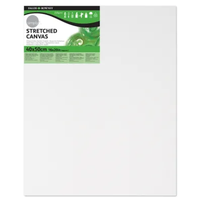 Daler Rowney Simply Bastidor Entelado - 40X50Cm - Imprimacion Triple - Grano Medio - 100% Algodon Sin Acido - 250G - Color Blanco