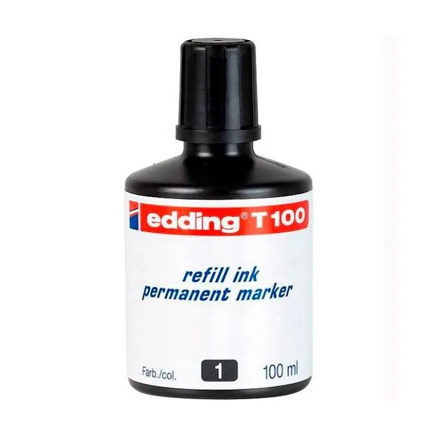 Edding T100 Bote de Recarga para Rotulador Permanente 100ml Color Negro