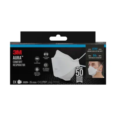 3M Aura Pack de 3 Mascarillas FFP2 Desechables Sin Válvula Color Blanco