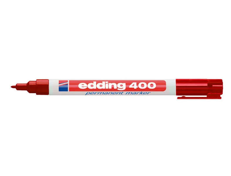 Edding 400 Rotulador Permanente Rojo Punta Redonda Trazo 1 mm Recargable Secado Rápido