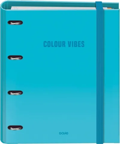 Dohe Colour Vibes Carpeta 4 Anillas Mixtas 35mm A4 con 100 Hojas Cuadricula 5mm Azul Cyan