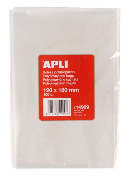 Apli Bolsas Polipropileno Transparente 120X180Mm - Galga 120 - Alta Resistencia Y Flexibilidad - Uso Alimenticio