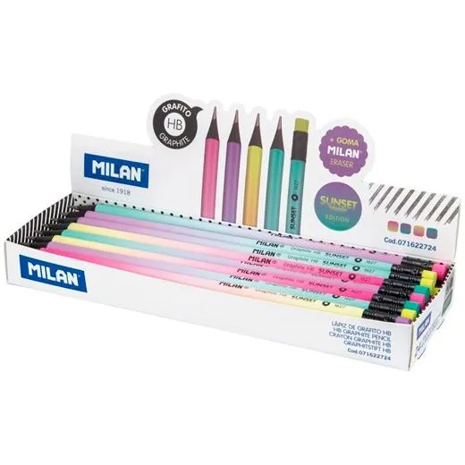 Milan Lápices Con Goma Sunset Grafito Hb C/Surtidos - Caja 24 Unidades-