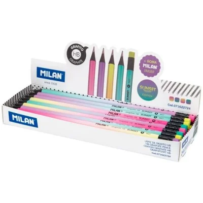 Milan Lápices Con Goma Sunset Grafito HB Surtidos - Caja 24 Unidades