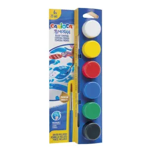 Carioca Pack de 6 Temperas Superlavables de 25ml con Pincel - Colores Surtidos