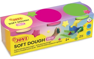 Jovi Soft Dough Blandiver Pack de 3 Botes 110gr - Flexible y Fácil de Amasar - Colores Neón