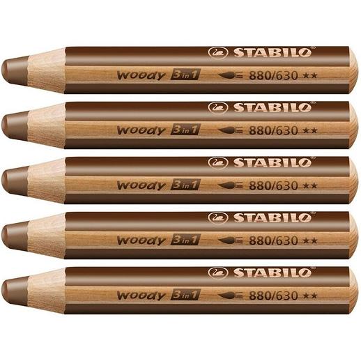 Stabilo Lápices De Colores Woody 3 En 1 Marrón Estuche 5 Ud