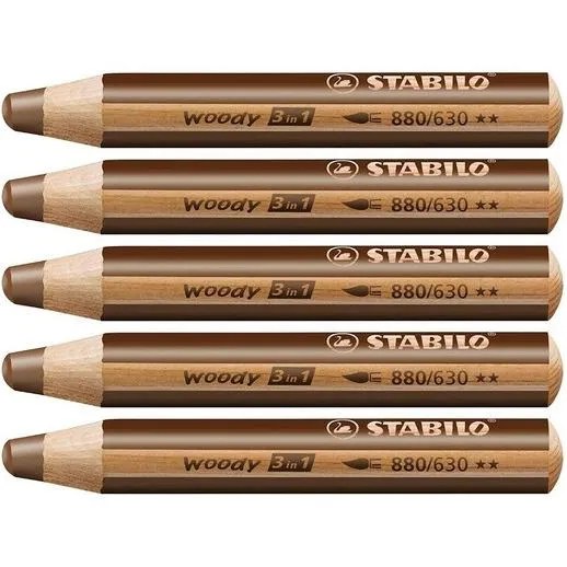 Stabilo Lápices De Colores Woody 3 En 1 Marrón Estuche 5 Ud
