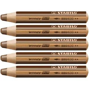 Stabilo Lápices De Colores Woody 3 En 1 Marrón Estuche 5 Unidades