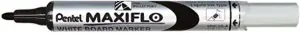 Pentel Maxiflo Rotulador para Pizarra Blanca - Regulacion del Flujo de Tinta - Punta de Bala - Ancho de Linea 2mm - 50% de Materiales Reciclados - Color Negro