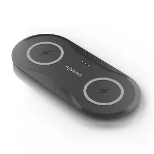 Aisens Cargador Inalámbrico USB-C 15W 2 en 1 Negro