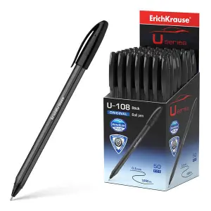 ErichKrause U-108 Bolígrafo Clásico 1.0mm Punta de Bola Color Negro Cuerpo Translucido