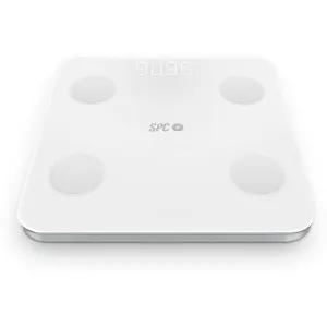 SPC Atenea Fit 3 Bascula de Baño Inteligente - Registra e Identifica hasta 10 Usuarios - Diseño de Cristal - Pantalla LED - Activacion Tactil - Capacidad 180kg